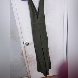 Plunge Olive Green Women's Jumpsuit